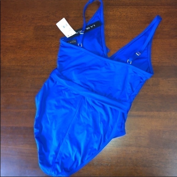 La Blanca Blue One Piece Slimming Swimsuit 6 - Picture 4 of 8